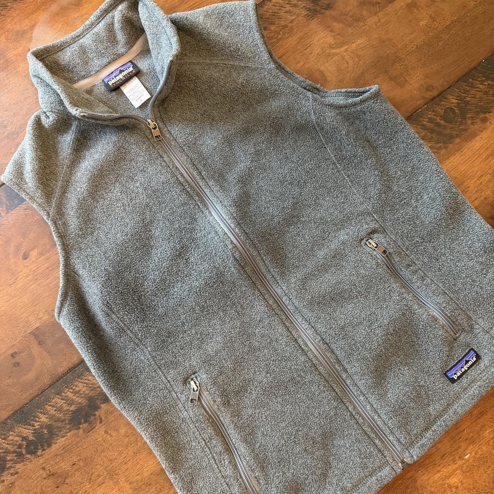 Vintage Patagonia Vest Womens XL Gray Synchilla Fleece Full Zip Lightweight